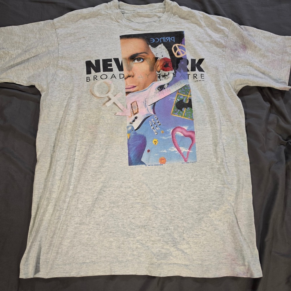 Vtg 1990 Prince New York Broadway Theatre T-Shirt Gray Brockum Miss Saigon XL